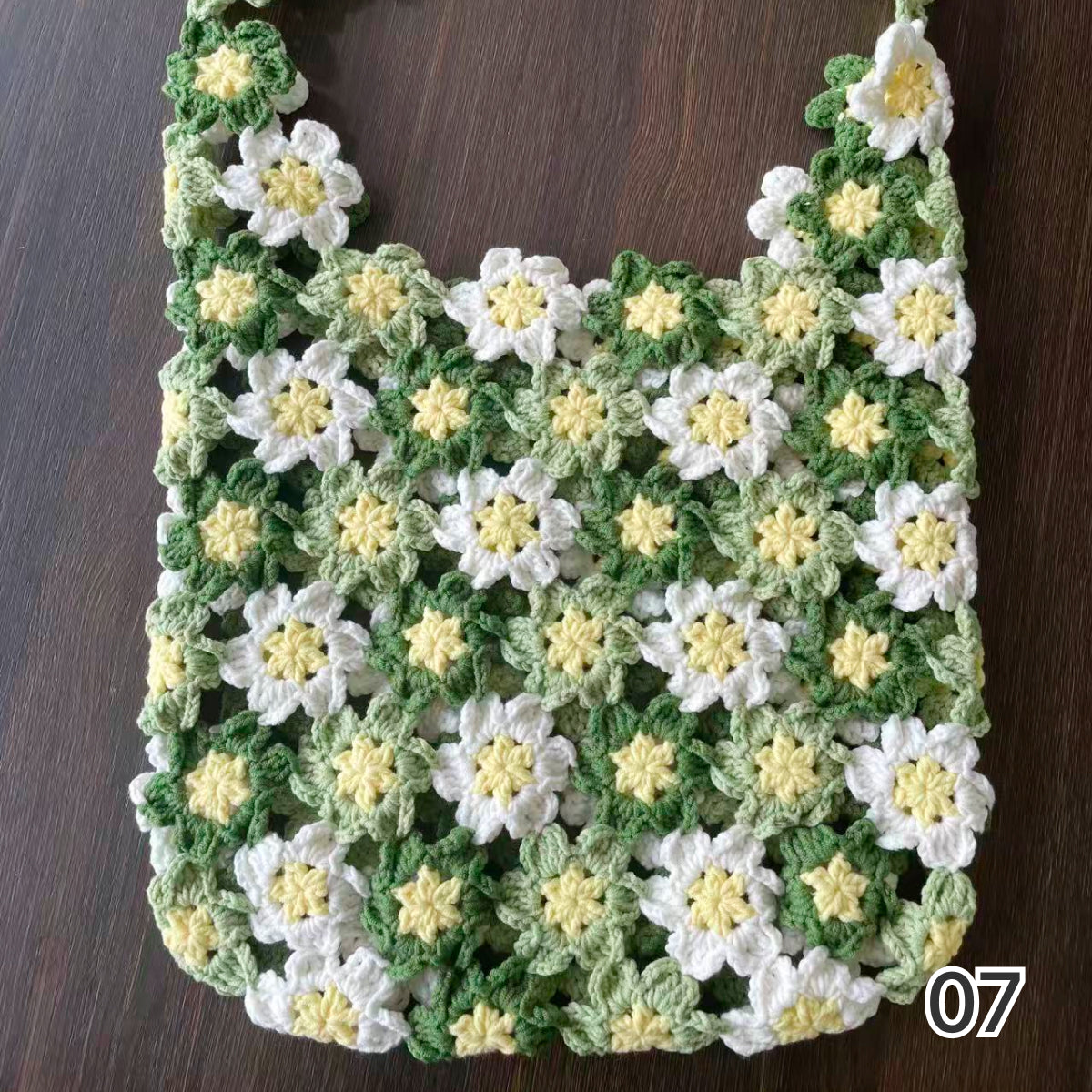 【手編みキット】花畑バッグ |インナーバッグ付き|ぷっくりお花のモチーフ編みトートバッグ|まるで持ち歩く花束|春 夏 デイジーバッグ 編みレシピ付き