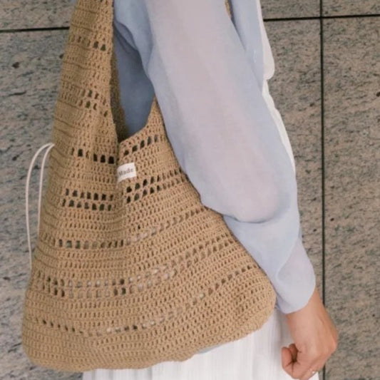 【手編みキット】ゆるバッグ|韓国風コットンメッシュバッグ |全23色|ワンハンドルバッグ|初心者向け|編み方動画付き