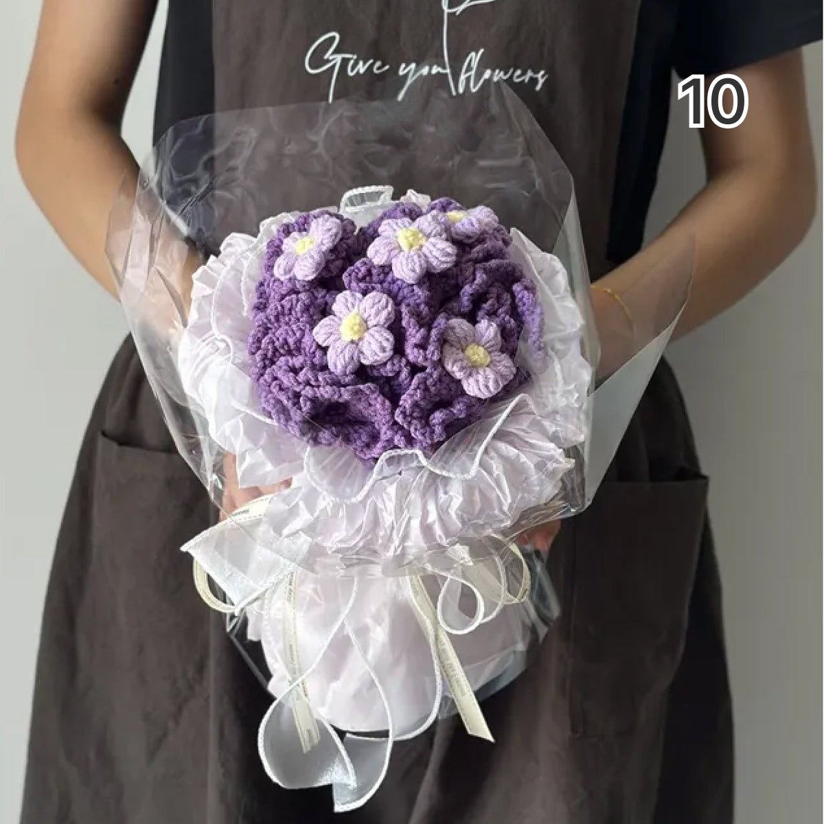 【完成品】ずっと咲き続ける 毛糸の花束(ニットブーケ)|枯れない手編みフラワー・誕生日やプレゼントに|全10色・編む手間なし