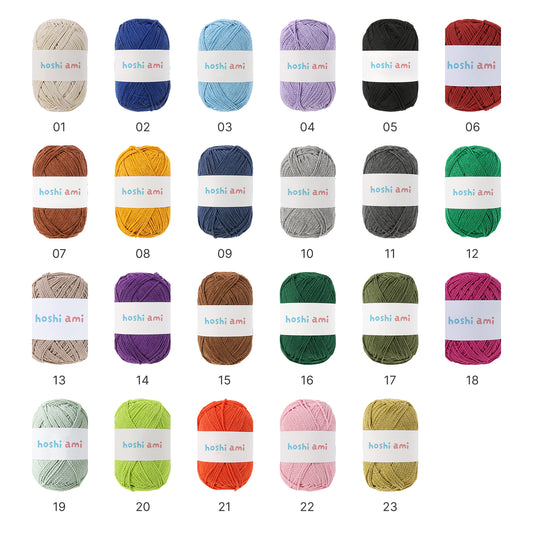韓国風 1mm コットン混ヤーン 75g|全23色 ハリがあって型崩れしにくい編み糸|バッグ・帽子・小物におすすめ