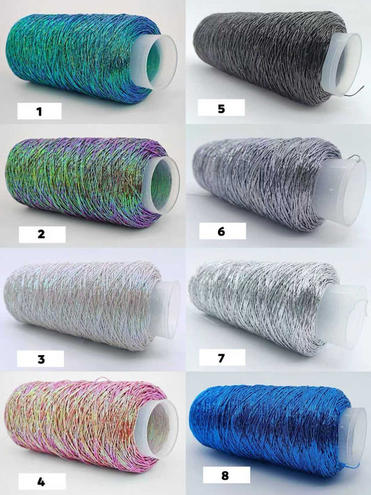 ラメ輝くメタリックヤーン バッグ・アクセサリー用 SNS話題シルバー糸200g かぎ針4/0号~5/0号