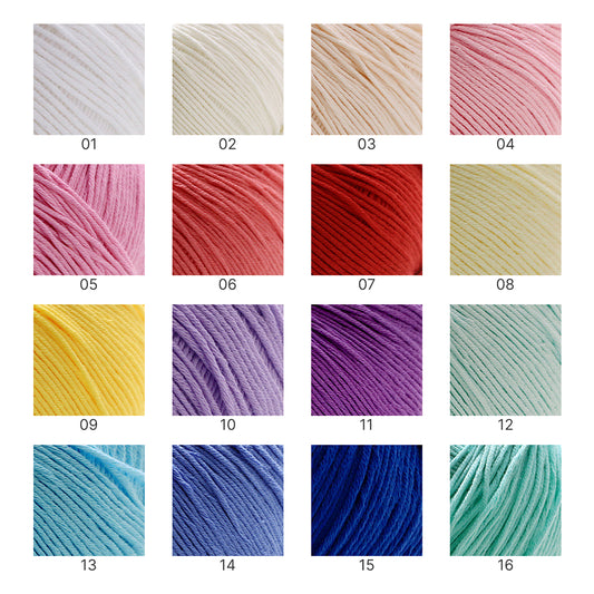 【綿100%】「ピュア・コットン」 50g|100%コットン糸|通気性抜群で心地よい|ベビー服・オールシーズン対応