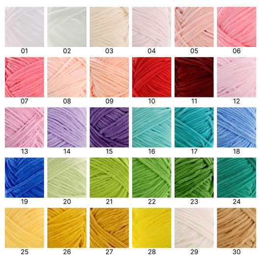 Bonbon Yarn(ボンボンヤーン)50g|細めのシェニール毛糸|あみぐるみ・ヘアアクセ・小物に|全53色