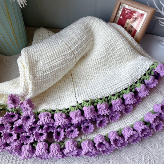 【手編みキット】幸せを運ぶ すずらん(鈴蘭)ブランケット|クラシカルで上品な花モチーフ|ギフトにもおすすめ|初心者さんOK|動画+電子版編み図付き