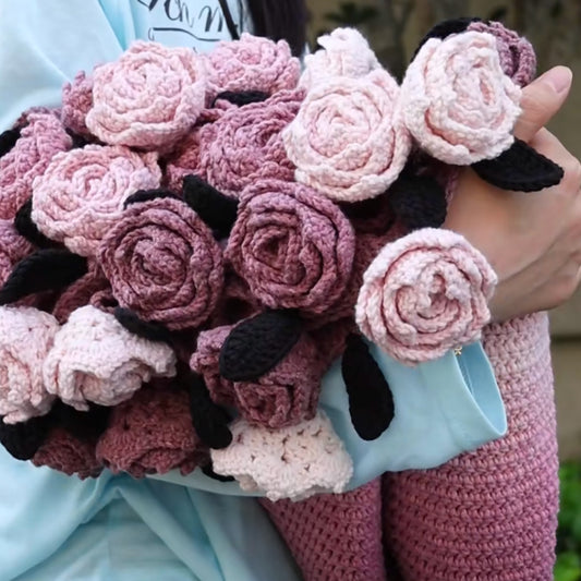【手編みキット】ミッドナイトローズ ブランケット|花モチーフ|コットン混で春夏におすすめ|アンティーク調グラデーション|初心者さんOK|動画+電子版編み図付き