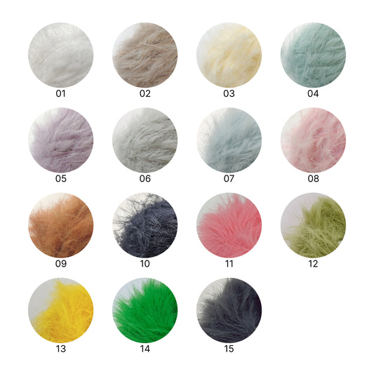 Mochi Fur Yarn(モチファーヤーン)50g|ふわもこ・フェイクファー・パステルカラー|帽子・マフラー|韓国トレンド|全15色