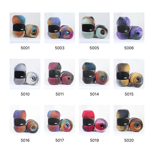 【100g】段染めウールSerenade(セレナーデ )|幻想的なグラデーション|手紡ぎ風シングルツイスト|ショール・ウェアに