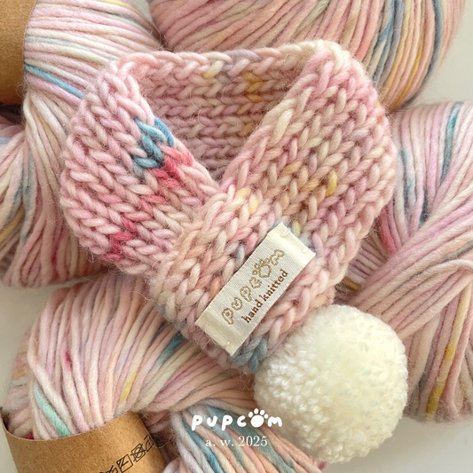 ほしあみ × 英国ブランド Pupcom コラボ ペットマフラー 「Unicorn」 手編みニット 犬 猫 アクセサリー ハンドメイド 冬用 ギフト向