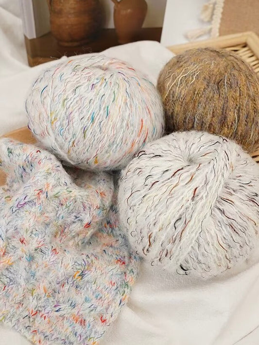 花火アルパカ毛糸 七色グラデーション手編み用 小物・マフラー・ウェア向け 50g かぎ針6/0〜7/0号