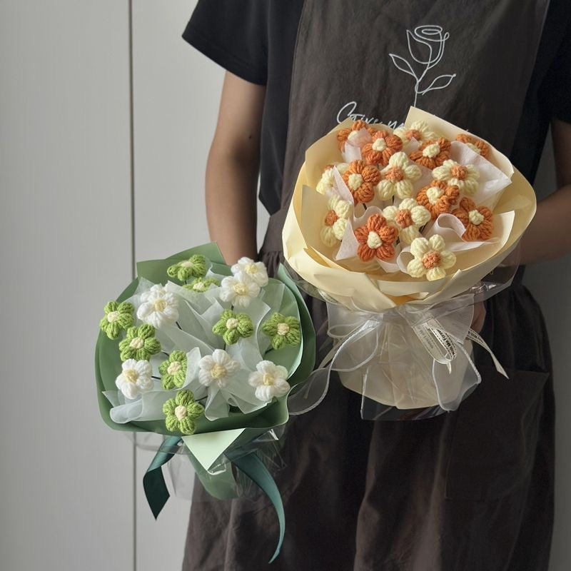 【完成品】クリスママス手編み花束|全10色・編む手間なし|おしゃれで枯れない花のプレゼントやギフトに最適(恋人・友達・誕生日)