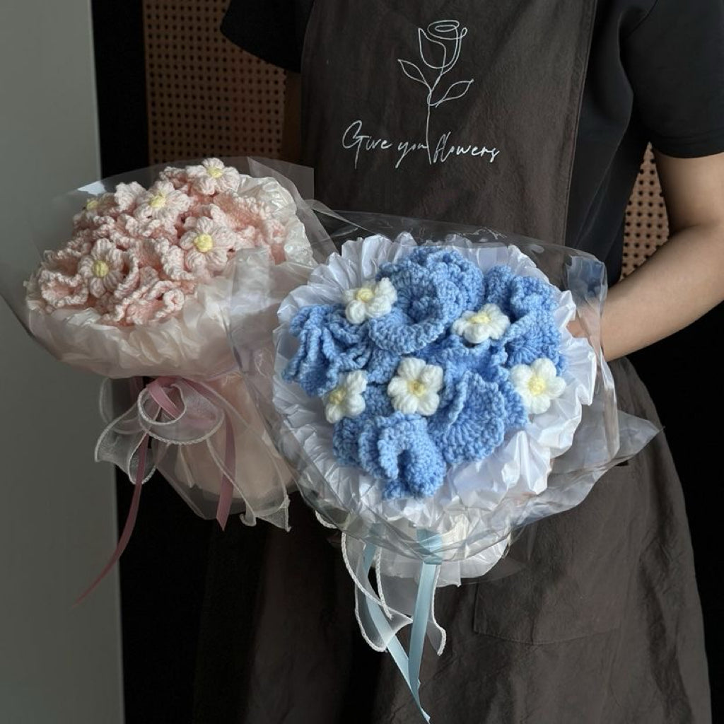 【完成品】クリスママス手編み花束|全10色・編む手間なし|おしゃれで枯れない花のプレゼントやギフトに最適(恋人・友達・誕生日)