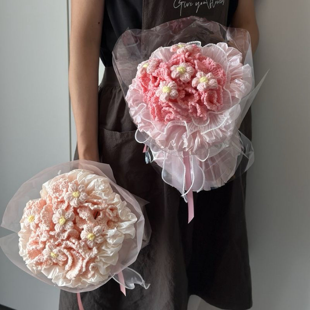 【完成品】クリスママス手編み花束|全10色・編む手間なし|おしゃれで枯れない花のプレゼントやギフトに最適(恋人・友達・誕生日)