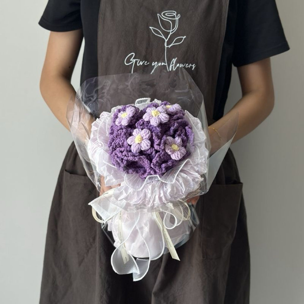 【完成品】クリスママス手編み花束|全10色・編む手間なし|おしゃれで枯れない花のプレゼントやギフトに最適(恋人・友達・誕生日)