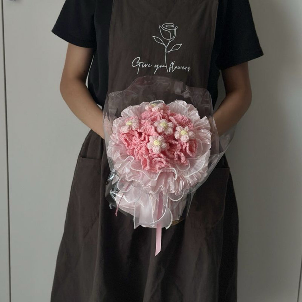 【完成品】クリスママス手編み花束|全10色・編む手間なし|おしゃれで枯れない花のプレゼントやギフトに最適(恋人・友達・誕生日)