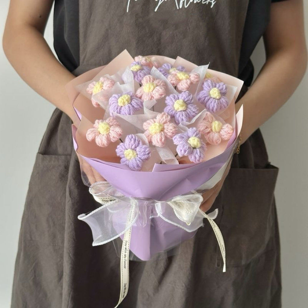 【完成品】クリスママス手編み花束|全10色・編む手間なし|おしゃれで枯れない花のプレゼントやギフトに最適(恋人・友達・誕生日)