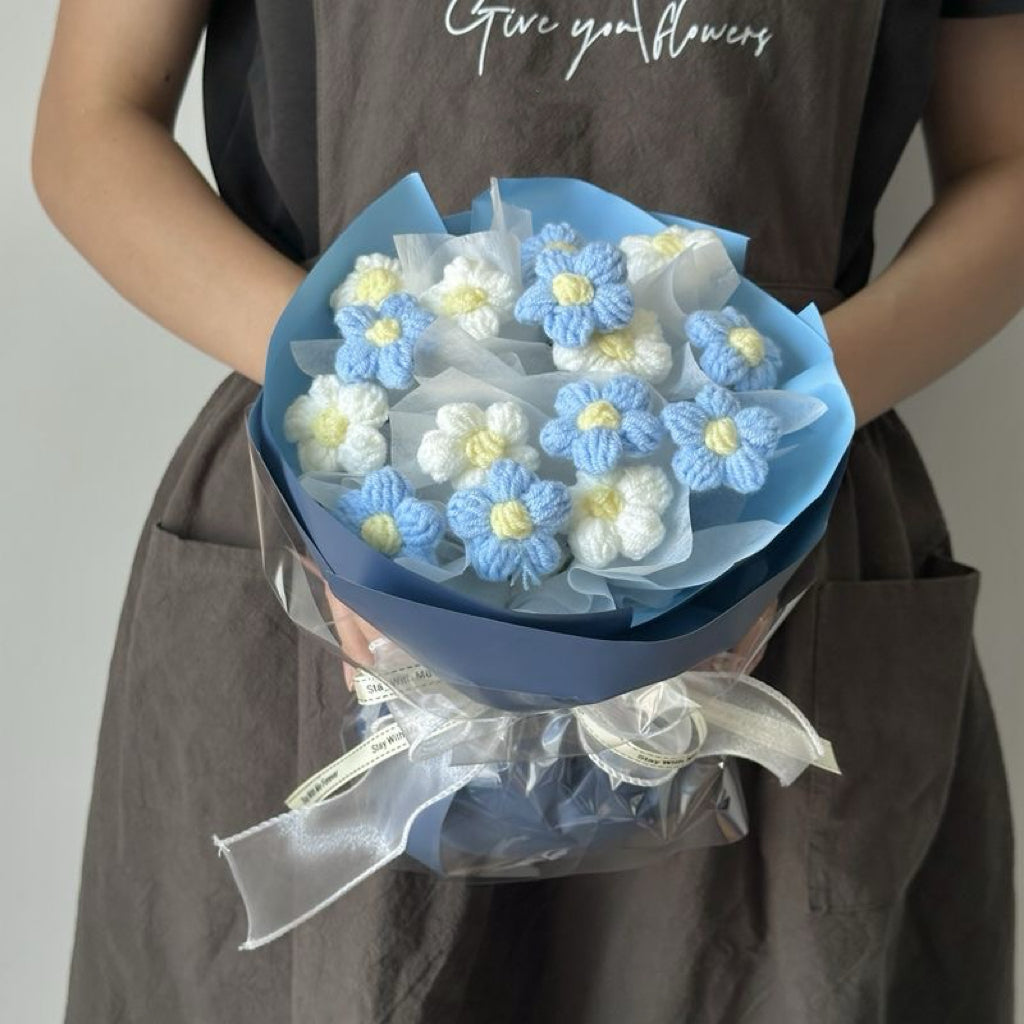 【クリスママスギフトセット】ショートケーキ巾着バッグ+手編み花束+マフラーの3点セット|色を自由に選べる|家族・友達・恋人へのクリスマスギフト