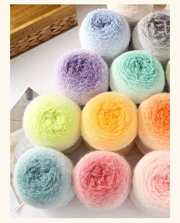 ロングファーヤーン 段染め極太 初心者向け 大容量ショール・花束ブランケット用 190g かぎ針7/0号〜8/0号