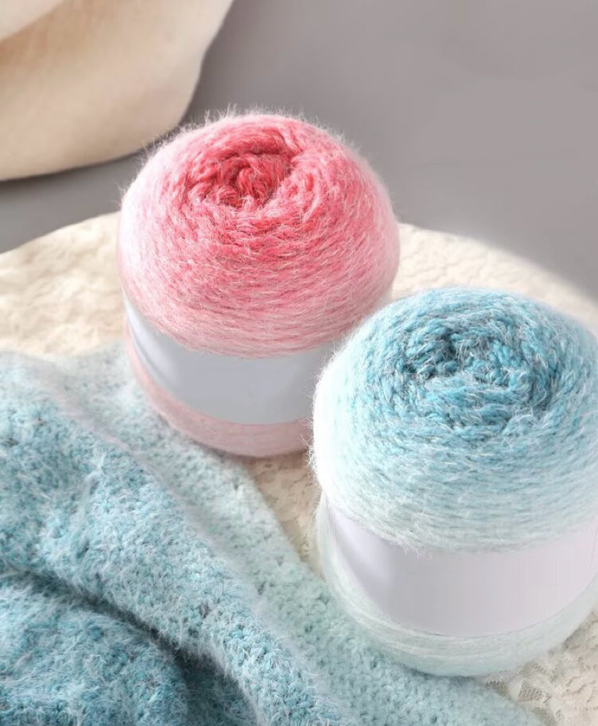 予約販売 福袋D【全14色制覇】【ロングファーヤーン 全14色コンプリート福袋】SNSで話題!段染め極太×14玉