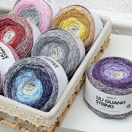 銀河シリーズ 輝きグラデーションケーキヤーン バッグ・小物用 大容量 200g かぎ針5/0号〜7/0号