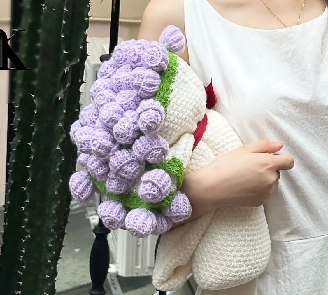 【完成品】花束ブランケット完成品|全3色・直径80cm・編む手間なし|プレゼントやギフトに最適(恋人・友達・誕生日)