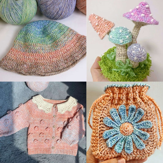 【150g大玉】絵画のようなミックスカラー|コットン混リリヤーン|大容量375m|ウェア・ブランケットに