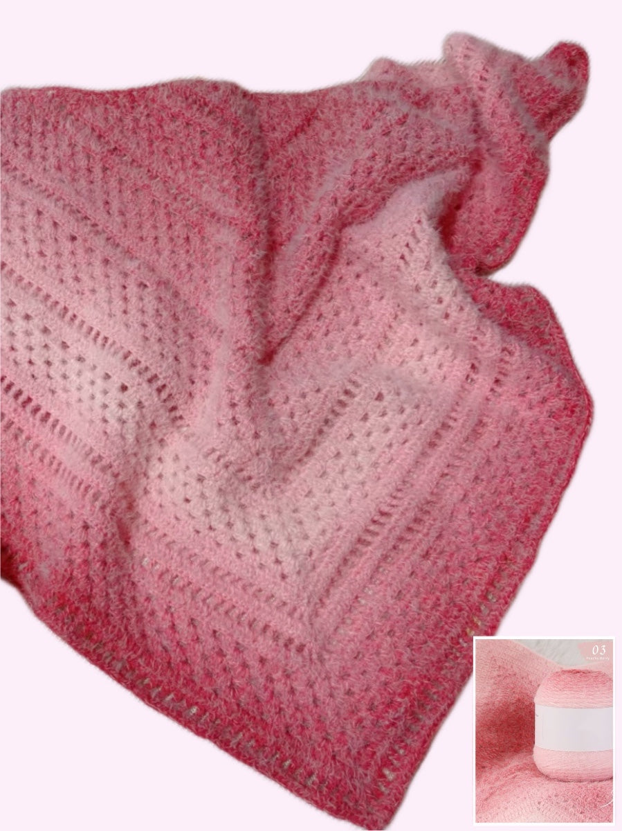 【毛糸キット】ふわふわグラデーションショール 初心者でも簡単!全5色展開 かぎ針7/0〜10/0号推奨 編みレシピ プレゼント!
