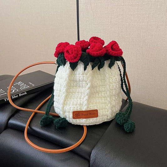 【完成品】 ハンドメイドクリスママス花束巾着バッグ・グラデーションショルダーバッグ\SNSで話題/・プレゼントやギフトに最適(恋人・友達・誕生日・クリスママス)