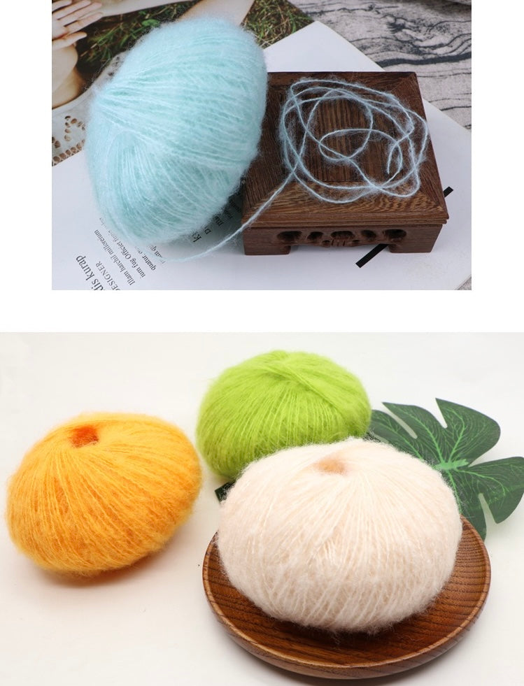 ふんわりモヘア糸 25g 綿あめタッチ 糸割れしにくい かぎ針2/0–3/0号・棒針2–3号対応 オールシーズン