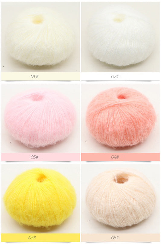 ふんわりモヘア糸 25g 綿あめタッチ 糸割れしにくい かぎ針2/0–3/0号・棒針2–3号対応 オールシーズン