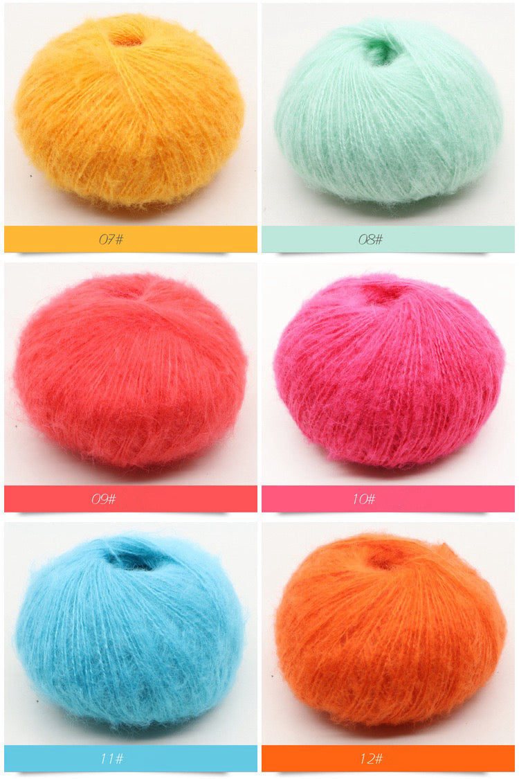 ふんわりモヘア糸 25g 綿あめタッチ 糸割れしにくい かぎ針2/0–3/0号・棒針2–3号対応 オールシーズン