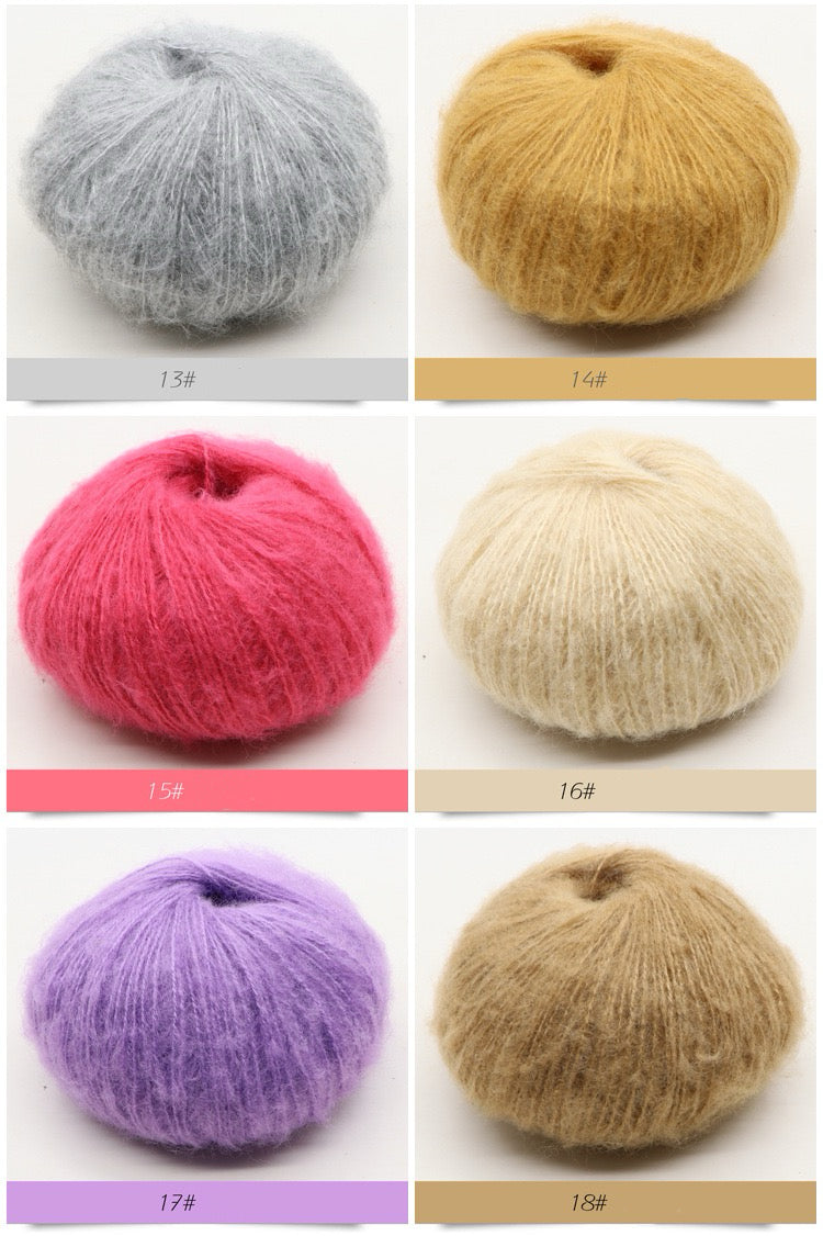 ふんわりモヘア糸 25g 綿あめタッチ 糸割れしにくい かぎ針2/0–3/0号・棒針2–3号対応 オールシーズン