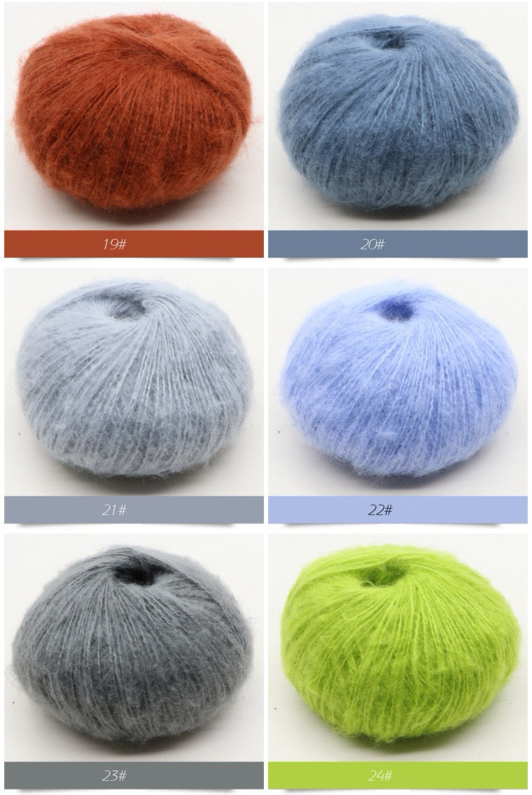 ふんわりモヘア糸 25g 綿あめタッチ 糸割れしにくい かぎ針2/0–3/0号・棒針2–3号対応 オールシーズン