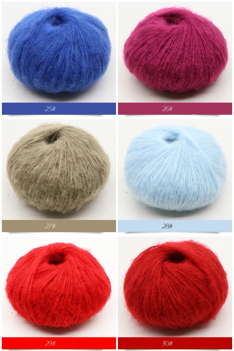 ふんわりモヘア糸 25g 綿あめタッチ 糸割れしにくい かぎ針2/0–3/0号・棒針2–3号対応 オールシーズン