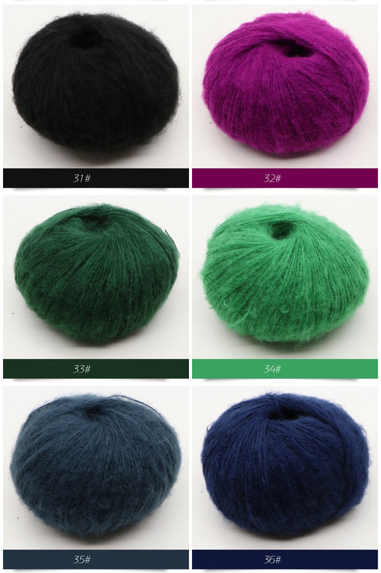 ふんわりモヘア糸 25g 綿あめタッチ 糸割れしにくい かぎ針2/0–3/0号・棒針2–3号対応 オールシーズン