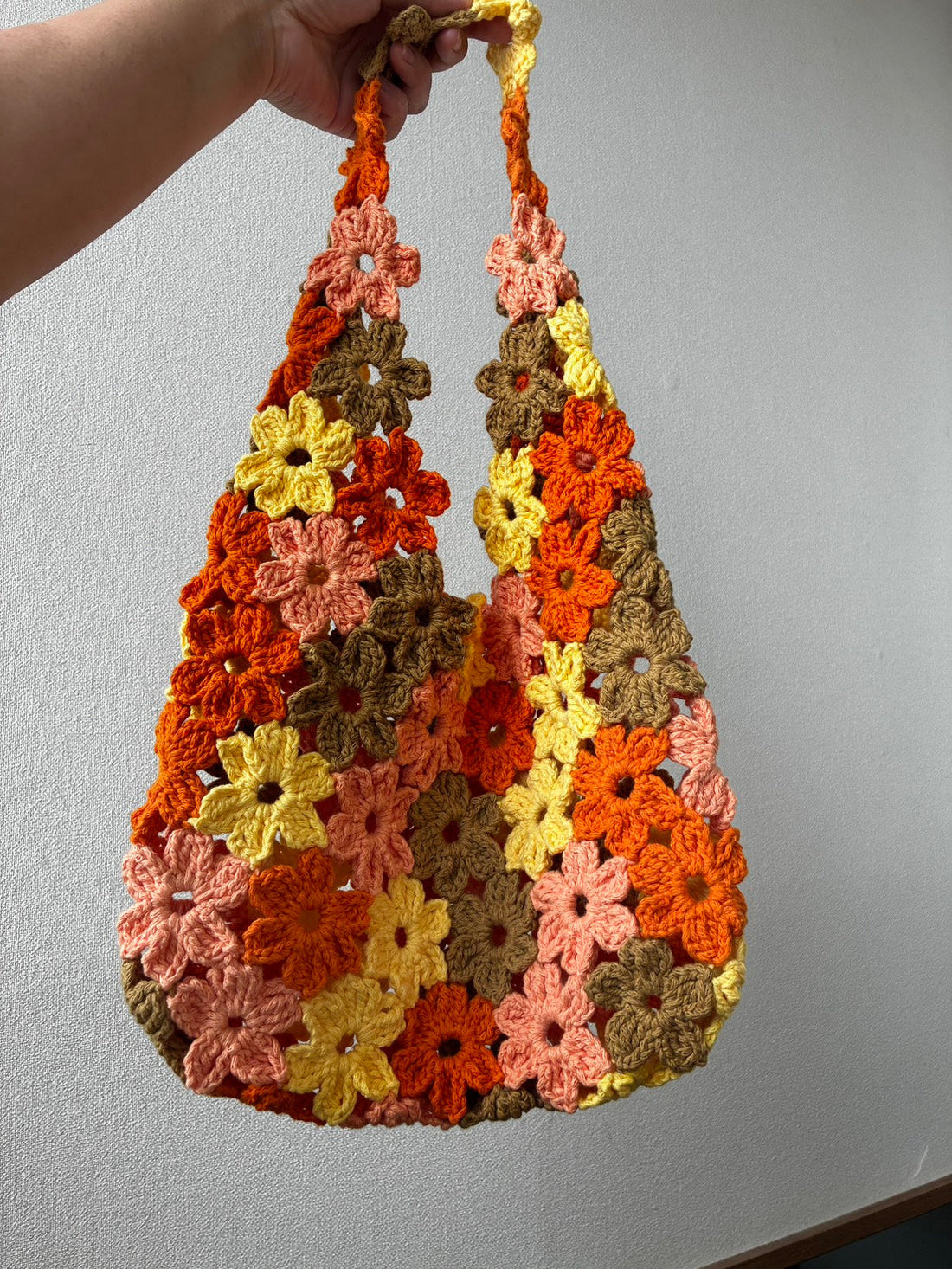 【お客様作品紹介⑱】レトロなオレンジブラウンが可愛い「花飴バッグ」03番