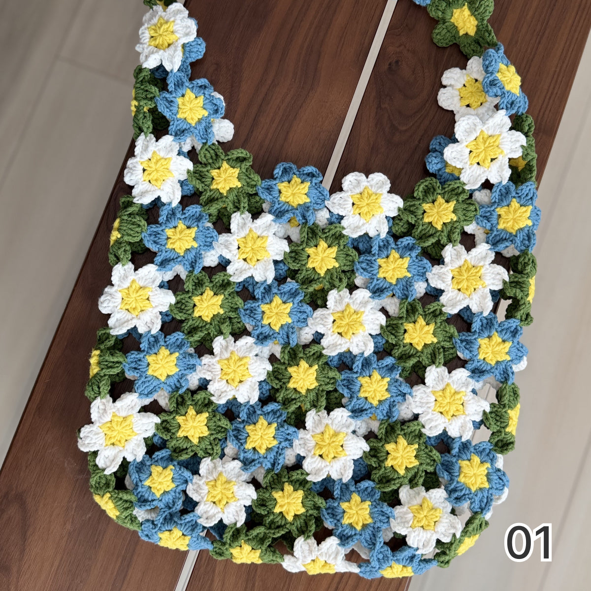 手編みキット】花畑バッグ ｜インナーバッグ付き｜ぷっくりお花の