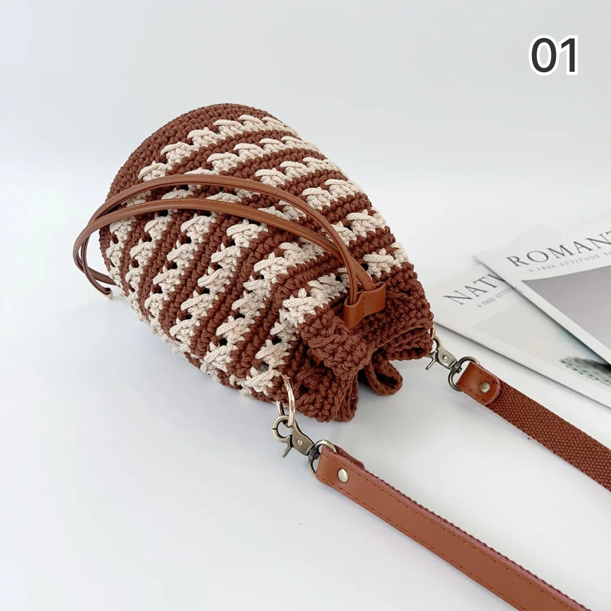 【手編みキット】コットン100%バケツバッグ｜初心者向け｜2色展開｜編み方動画付き