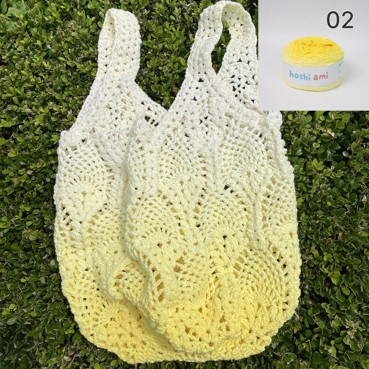 【手編みキット】Pina Bag Plus（ピナバッグプラス）｜ポップコーン編み×パイナップル模様｜大きめネットバッグ｜コットン混ノンファーヤーン｜春夏｜全9色｜編み図・動画付き