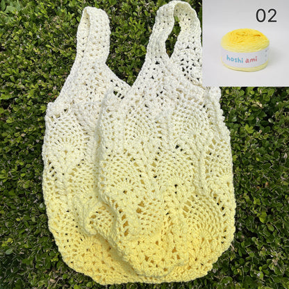 【手編みキット】Pina Bag Plus（ピナバッグプラス）｜ポップコーン編み×パイナップル模様｜大きめネットバッグ｜コットン混ノンファーヤーン｜春夏｜全9色｜編み図・動画付き