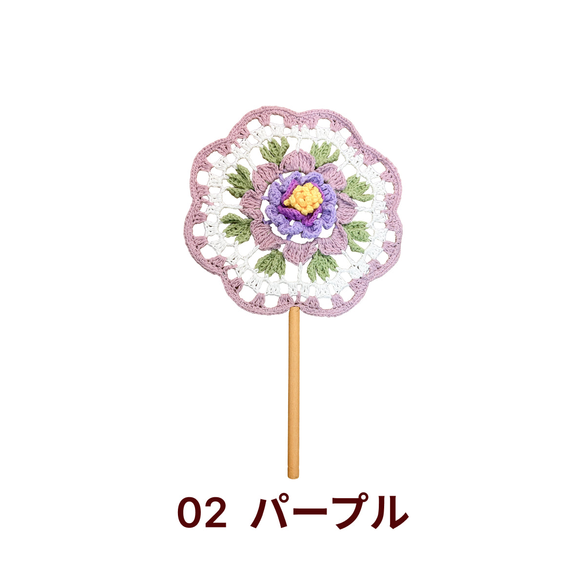 【手編みキット】Ami Uchiwa（あみうちわ）｜椿シリーズ｜毛糸で作る編みうちわ｜花びら型フレーム付き｜立体的な椿モチーフ｜編み動画付き