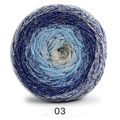Galaxy Cake Yarn（ギャラクシーケーキヤーン）200g｜銀河のように輝くグラデーション｜韓国トレンド・Y2K｜キラキラ銀糸入り｜バッグ編みに｜大容量