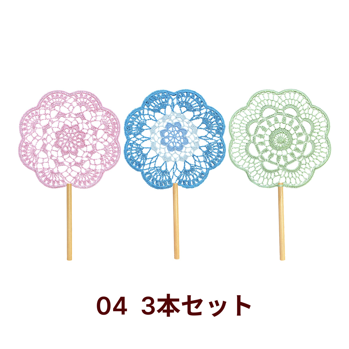 【手編みキット】Ami Uchiwa（あみうちわ）｜レースシリーズ｜毛糸で作る編みうちわ｜花びら型フレーム付き｜ドイリーのような繊細なレース模様｜100％コットン｜編み図付き（一部動画あり）
