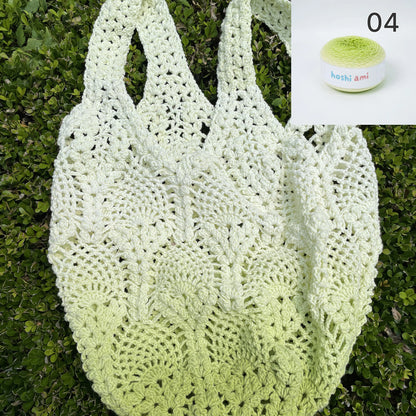 【手編みキット】Pina Bag Plus（ピナバッグプラス）｜ポップコーン編み×パイナップル模様｜大きめネットバッグ｜コットン混ノンファーヤーン｜春夏｜全9色｜編み図・動画付き