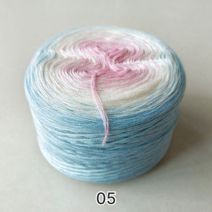 【シルケット加工・綿100%】Joyful Cake Yarn（ジョイフルケーキヤーン）300g｜ロングピッチ段染め・韓国風｜夏用ウェア・ショール・ブランケットに最適｜全36色｜電子版 ショール編みレシピ プレゼント！