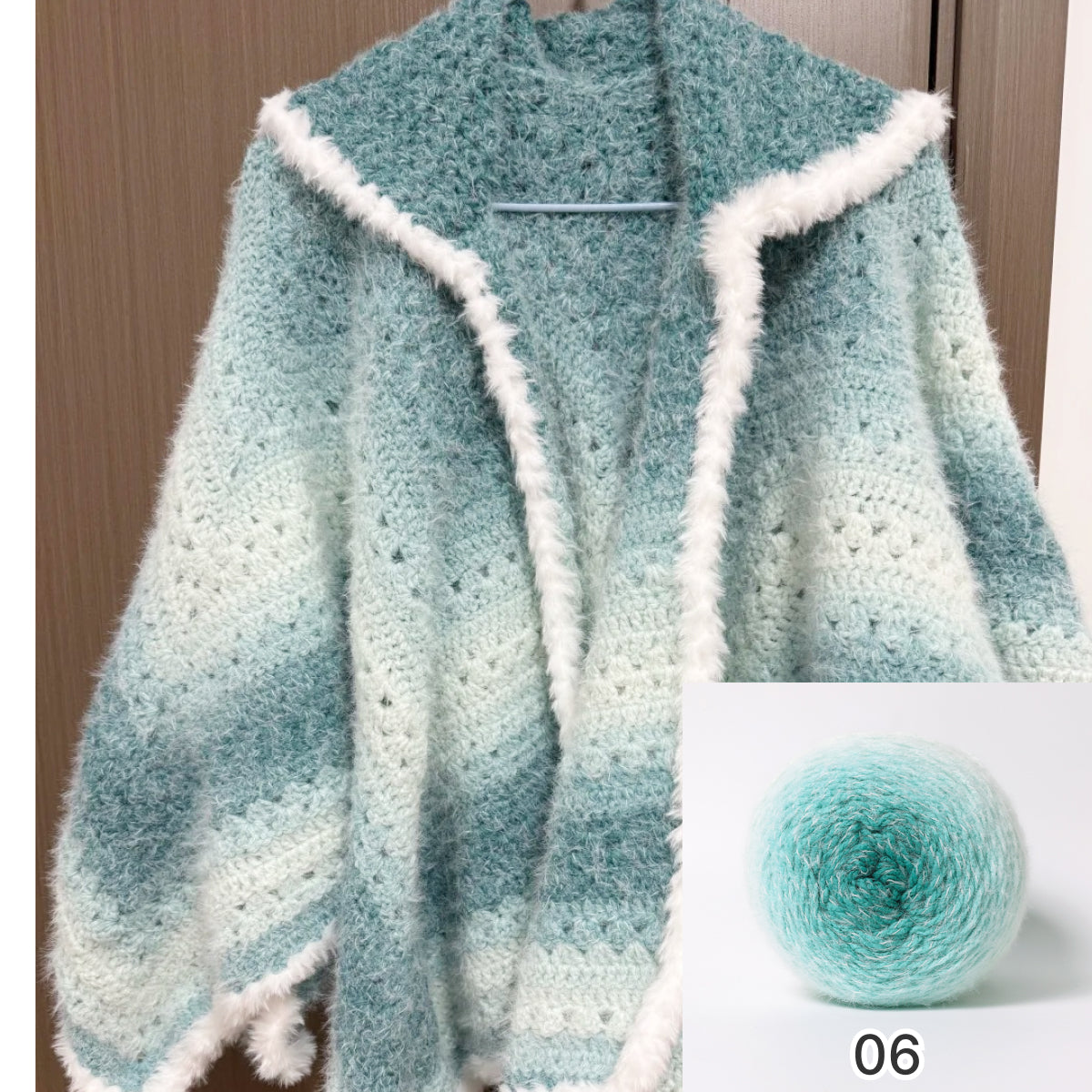 【手編みキット】ロングファーヤーンで編む「星ポンチョ」キット｜選べる丈＆フード＆ポンポン　電子版編みレシピ！