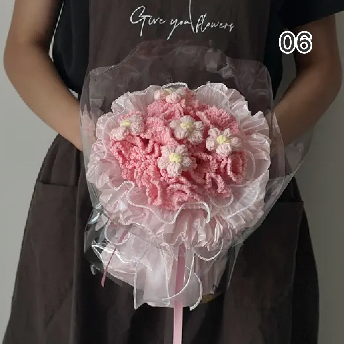 【完成品】ずっと咲き続ける 毛糸の花束（ニットブーケ）｜枯れない手編みフラワー・誕生日やプレゼントに｜全10色・編む手間なし