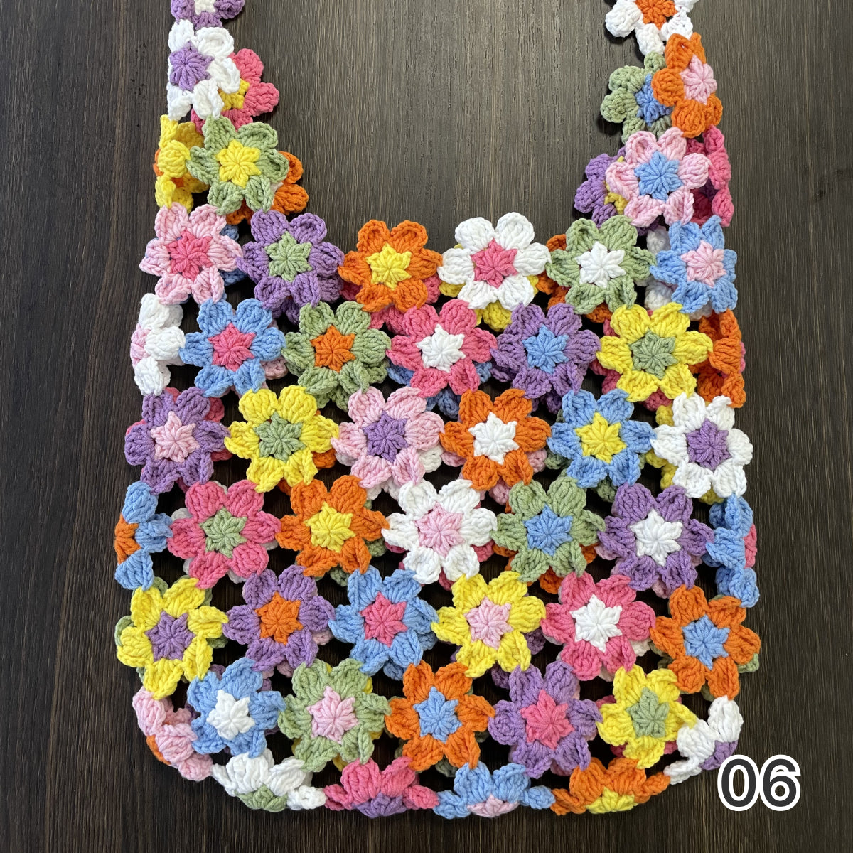 【手編みキット】花畑バッグ ｜インナーバッグ付き｜ぷっくりお花のモチーフ編みトートバッグ｜まるで持ち歩く花束｜春 夏 デイジーバッグ 編みレシピ付き