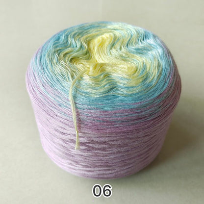【シルケット加工・綿100%】Joyful Cake Yarn（ジョイフルケーキヤーン）300g｜ロングピッチ段染め・韓国風｜夏用ウェア・ショール・ブランケットに最適｜全36色｜電子版 ショール編みレシピ プレゼント！