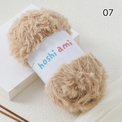 極太フェイクファーヤーン100g大玉｜もこもこ エコファー｜星ポンチョ　マフラー・バッグ・ラグ作りに