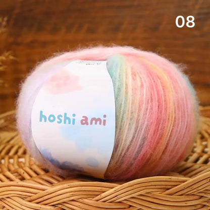 雲シリーズ　雲のように美しい段染め シルクモヘア 50g 防縮ウール配合